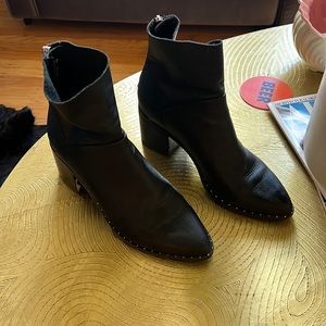 Treasure & Bond Black Leather Studded Ankle Boots (9)
